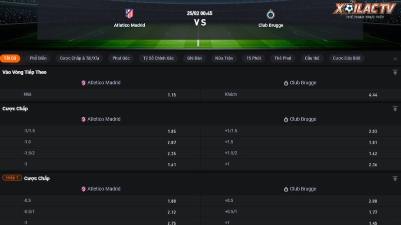 Atletico Madrid vs Club Brugge